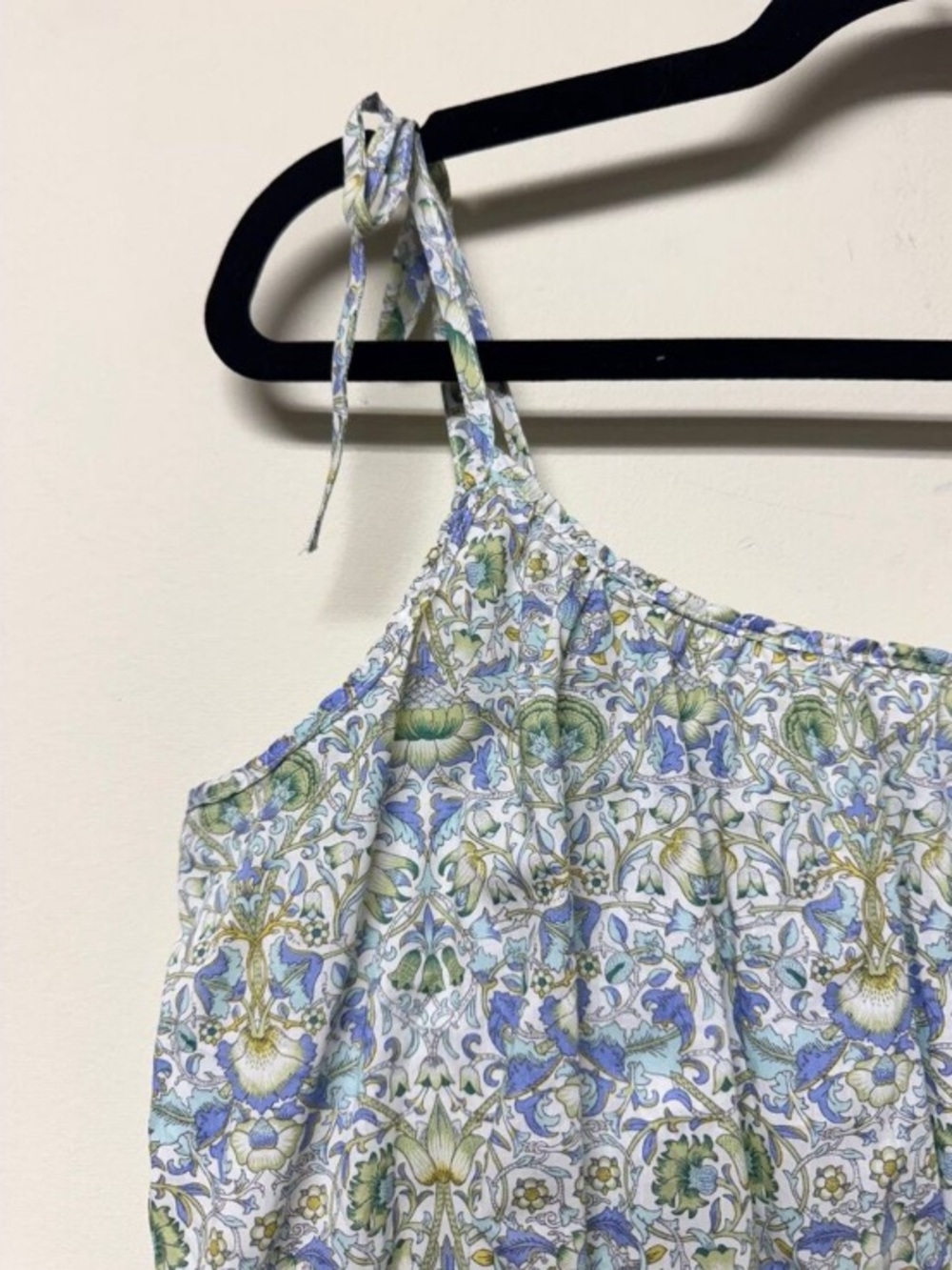 J. Crew Blue and Green Floral Tie-Shoulder Crop Camisole - Picture 3 of 4